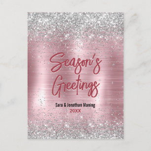 jul i ro i glitter i silver vykort
