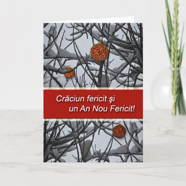 Jul i Rumänien, prydnadsföremål i Snö Helgkort (Framsida)