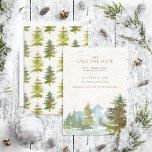 Jul i Rustic Mountain-skogen Spara datumet<br><div class="desc">Den här roliga, bergsskogshundens Helgdag Rädda datuminbjudan har en vacker vattenfärgsscen i ett sjö med träd utkant och med berg med snö-tak bakom sig, på grund av faux birch bark. På baksidan av inbjudan finns vergröna gräs träd som är spridda över fågelbarken för att slutföra utseendet. Copyright Elegant Inbjudan, alla...</div>