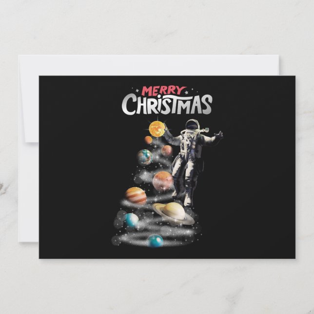 Jul i rymden Solsystemet Astronaut Inbjudan (Framsida)