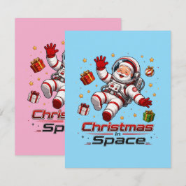Jul i rymden Tomte Astronaut Söt Högtid Anteckningskort