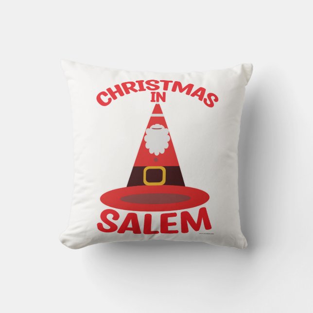 Jul i Salem New England Witch Hat Santa Kudde (Framsida)