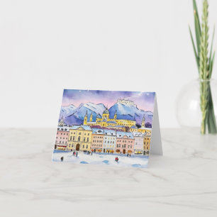 Jul i Salzburg Watercolor Kort