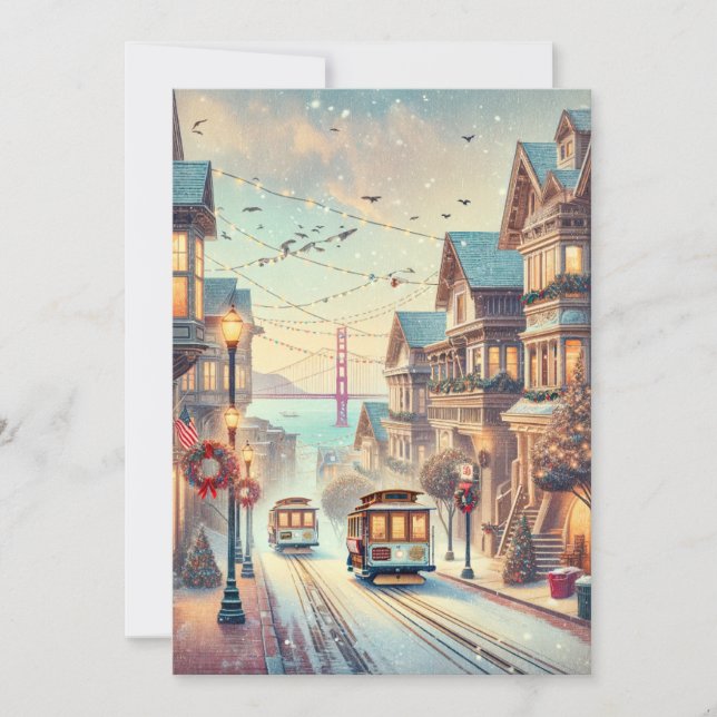Jul i San Francisco, minimalistisk julkort (Framsida)