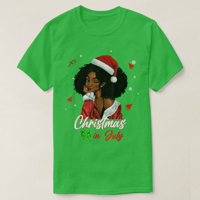 Jul i Santa American Girl i juli Blac T Shirt (Design framsida)