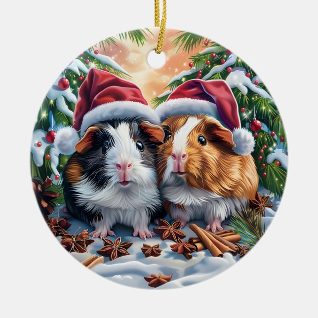 Jul i Santa Guinea Grisar Julgransprydnad Keramik (Framsidan)