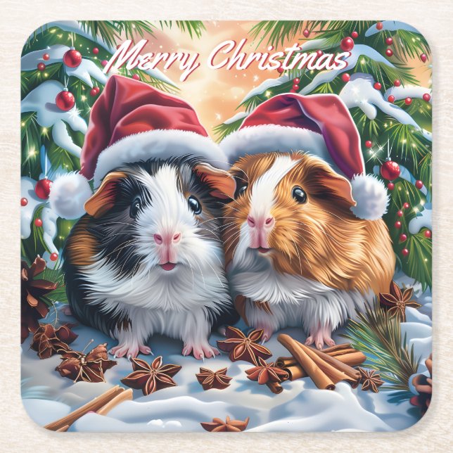 Jul i Santa Guinea Grisar Underlägg Papper Kvadrat (Framsidan)