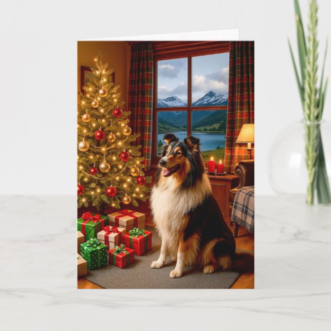 Jul i Skottland Collie Högtidskort Helgkort (Framsida)
