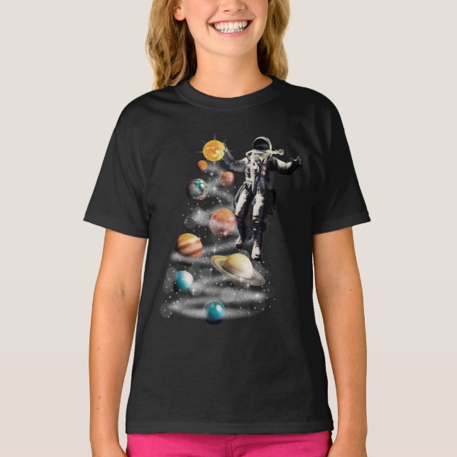 Jul i Space Solar System Astronaut Invati T Shirt (Framsida)