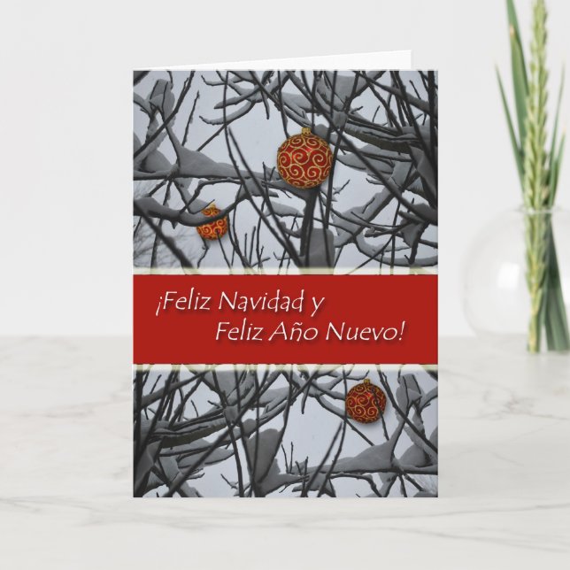 Jul i Spanien, prydnadsföremål i Snö Helgkort (Framsida)