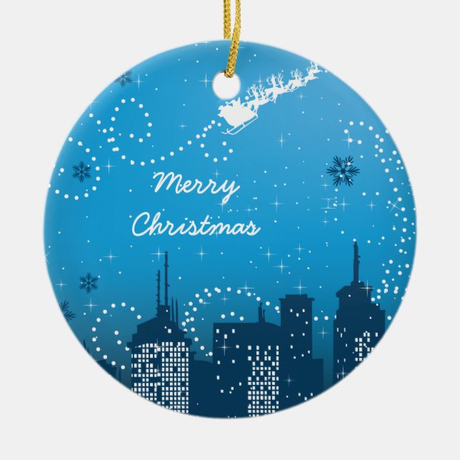 Jul i stadens anpassningsbar julgransprydnad keramik (Framsidan)