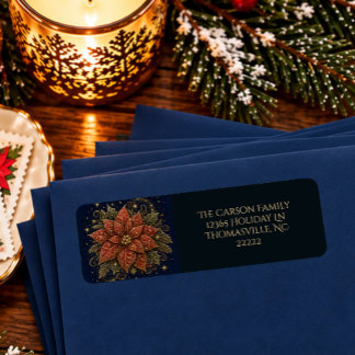 Jul i stjärnorna | Poinsettia-adress Returadress Etikett