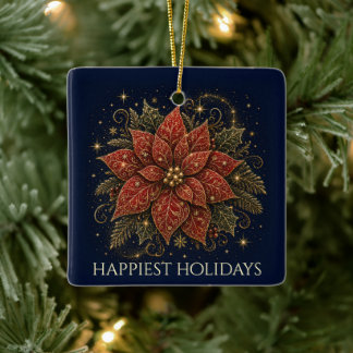 Jul i stjärnorna | Poinsettia-fotografi Julgransprydnad Keramik