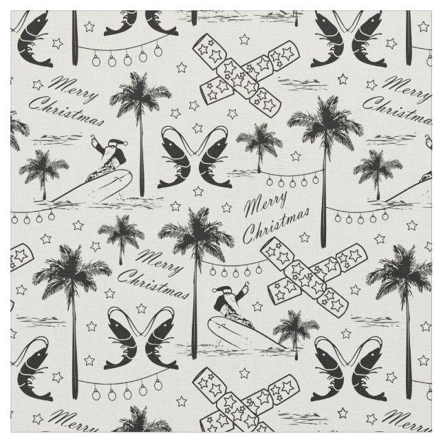 Jul i Tropical Australia Black Toile  Tyg (Närbild)