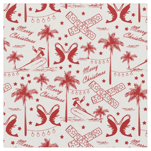 Jul i Tropical Australia Red Toile  Tyg (Närbild)