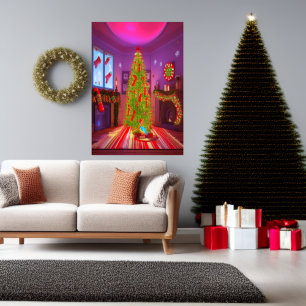 Jul i vardagsrummet AI Art Poster