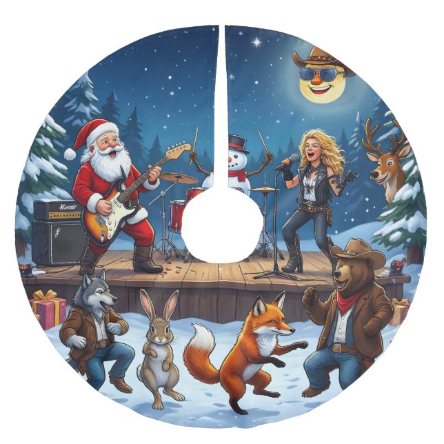Jul i västerländsk stil julgransmatta borstad polyester (Framsidan)