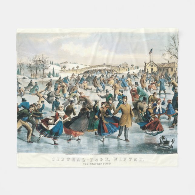 Jul i Victoria- eran Central Park Currier & Ives Fleecefilt (Framsidan (Horisontell))