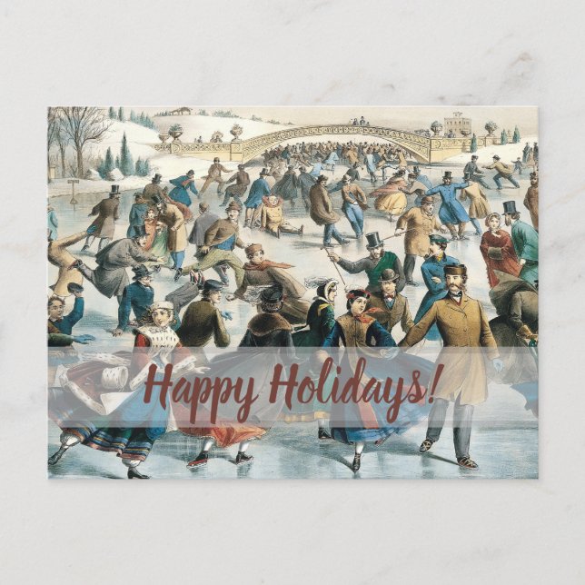 Jul i Victoria- eran Central Park Currier & Ives Helg Vykort (Framsida)