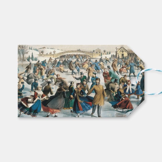 Jul i Victoria- eran Central Park Currier & Ives Presentetikett (Framsidan (Horisontell))