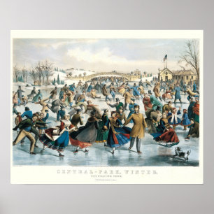 Jul i Victoriaepoken Central Park Currier & Ives Poster