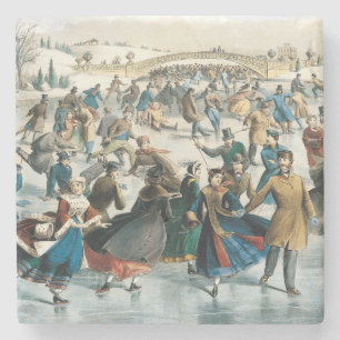 Jul i Victoriaepoken Central Park Currier & Ives Stenunderlägg