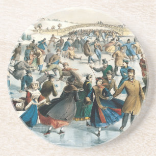 Jul i Victoriaepoken Central Park Currier & Ives Underlägg