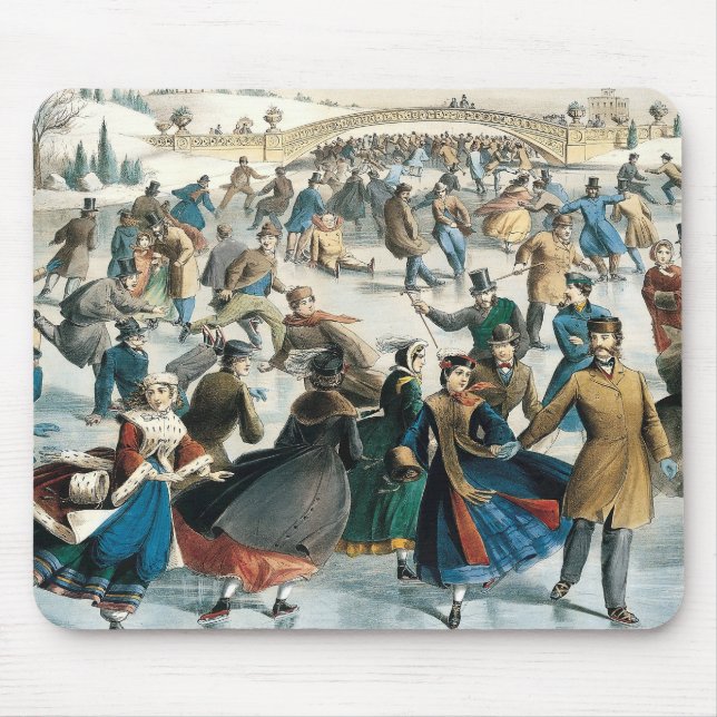 Jul i viktoriansk tid Central Park Currier & Ives Musmatta (Framsidan)