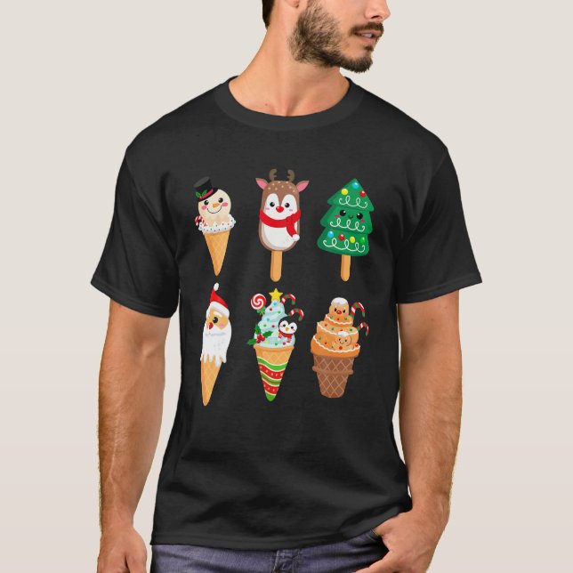Jul Ice Cream Santa Friends jul Kids T Shirt (Framsida)