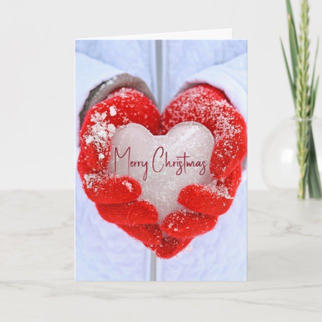 Jul Ice Heart i Röda handskar Helgkort (Framsida)