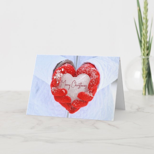 Jul Ice Heart i Röda handskar Helgkort (Framsida)