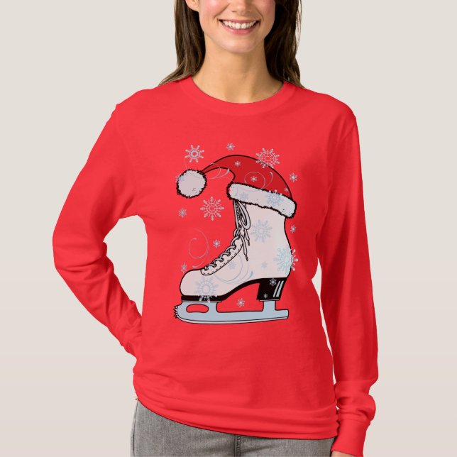 Jul Ice Skate-skjorta T Shirt (Framsida)