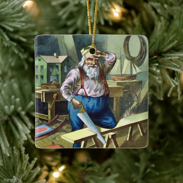 Jul igen, Tomte bygger leksaker såg Julgransprydnad Keramik (Träd)