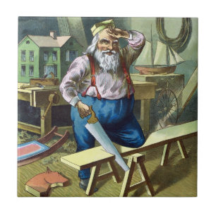Jul igen, Tomte bygger leksaker såg Kakelplatta