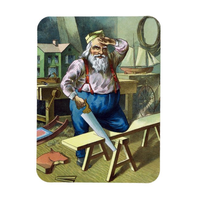 Jul igen, Tomte bygger leksaker såg Magnet (Vertikal)