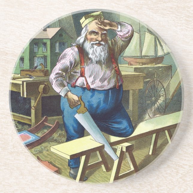 Jul igen, Tomte bygger leksaker såg Underlägg Sandsten (Framsidan)
