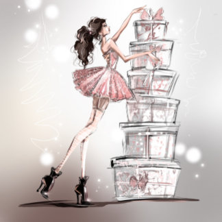 Jul-illustrationskort i Mode Inbjudningar