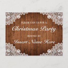 Jul inbjudan Postkort i Rustikt Trä & Spets