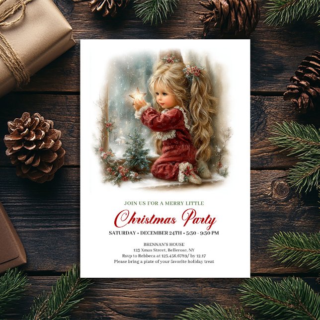 Jul inbjudan Rustik Helgscen Lugn (Christmas Invitation Rustic Holiday Scene Serene)