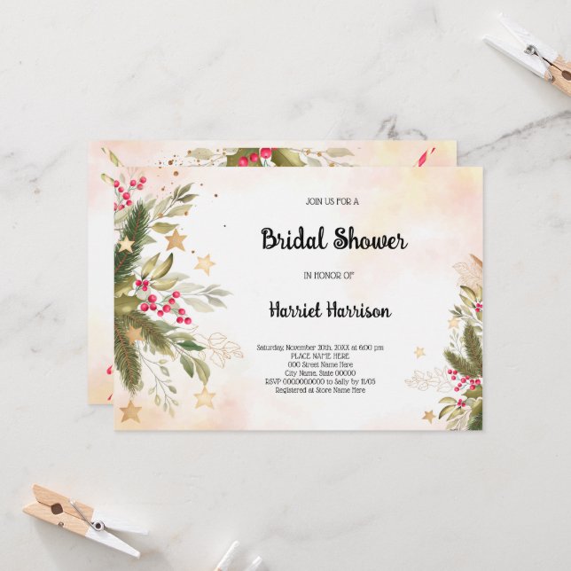 Jul Inbjudningskort för möhippan (Fram/Back In Situ)