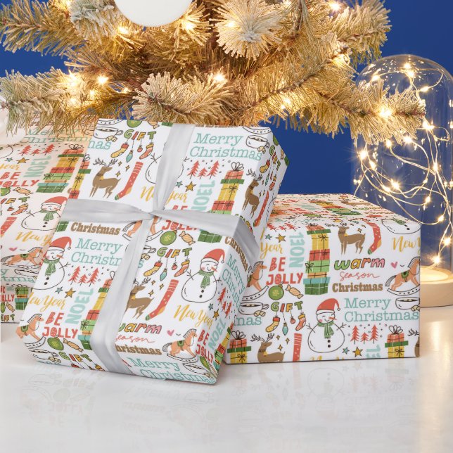 Jul Inslag och Typografi Presentpapper (Helgdagar)