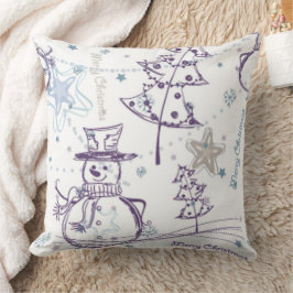 Jul Inslag Snögubbe Sketch Kudde