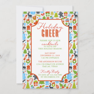 Jul Inslag Typografi Helgdag Cheer Party Inbjudningar
