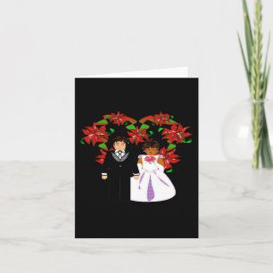 Jul Interracial Bröllopspar Hjärtkrans Helgkort