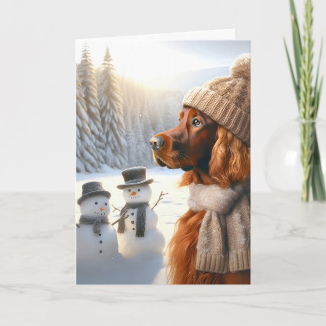 Jul - Irish Setter and Snögubbars Kort (Framsida)