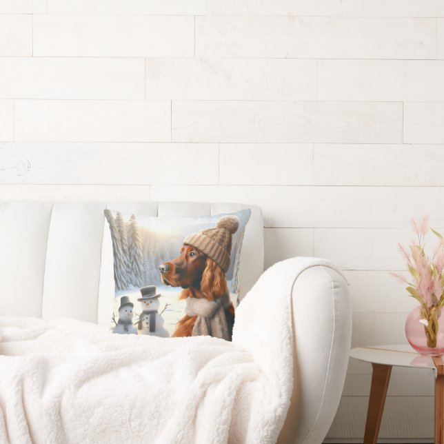 Jul - Irish Setter and Snögubbars Kudde (Soffa)