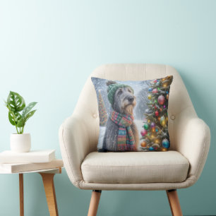 Jul Irish Wolfhound med Träd Kudde