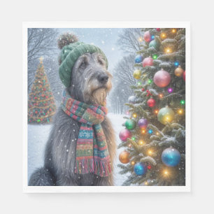 Jul Irish Wolfhound med Träd Pappersservett