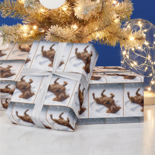 Jul Irlands Setter Gör en Snöängel Presentpapper