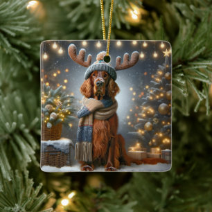 Jul - irländskt brev med Reindeer Antlers Julgransprydnad Keramik